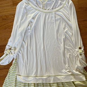 Matilda Jane white shirt with green trim